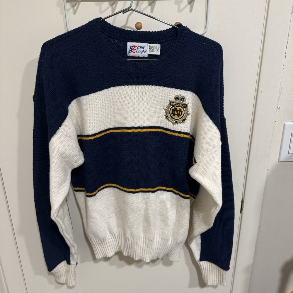 Vintage Cliff Engle University of Notre Dame Sweater Size XL Mens Made In USA